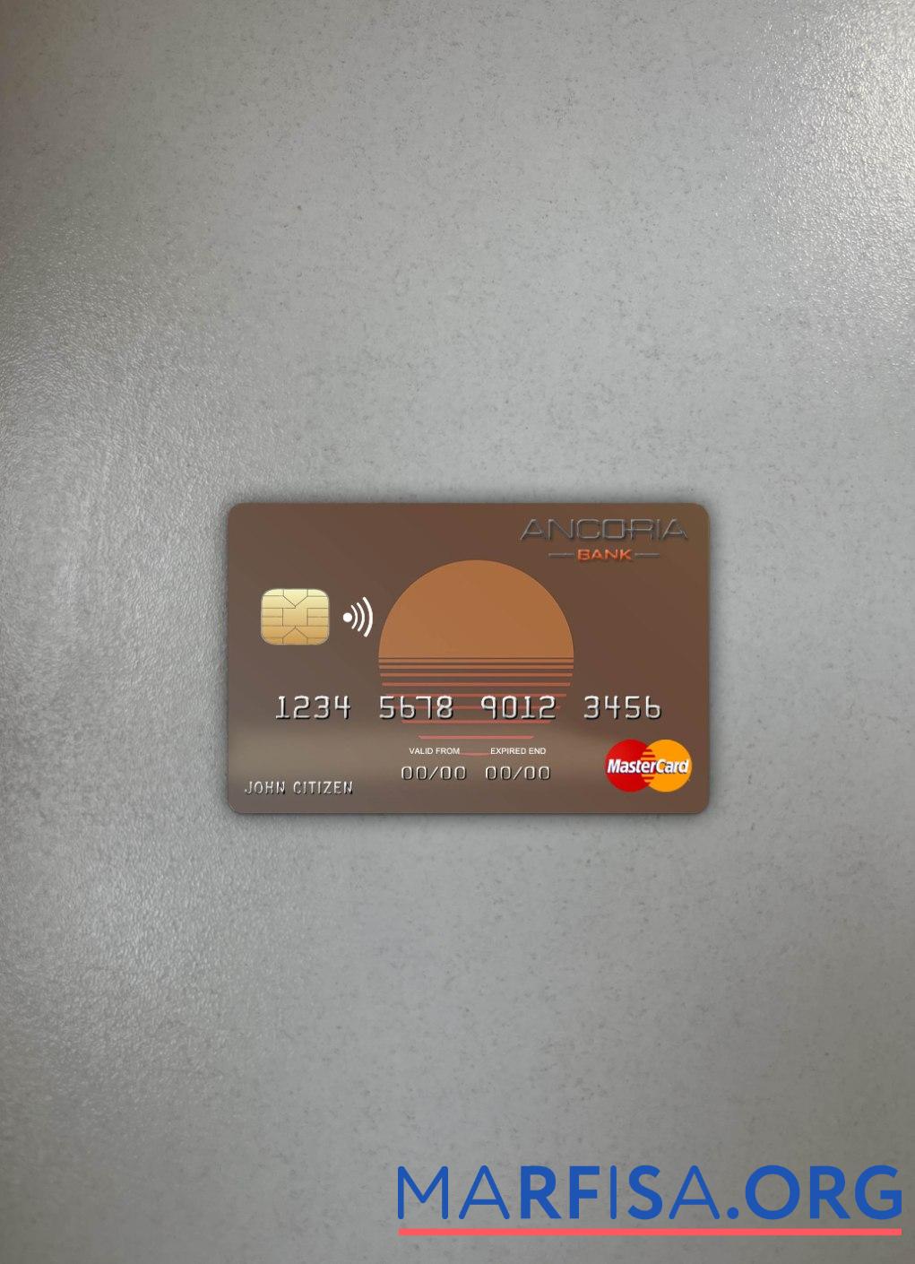 Blank Cyprus Ancoria bank mastercard photolook front download for verification